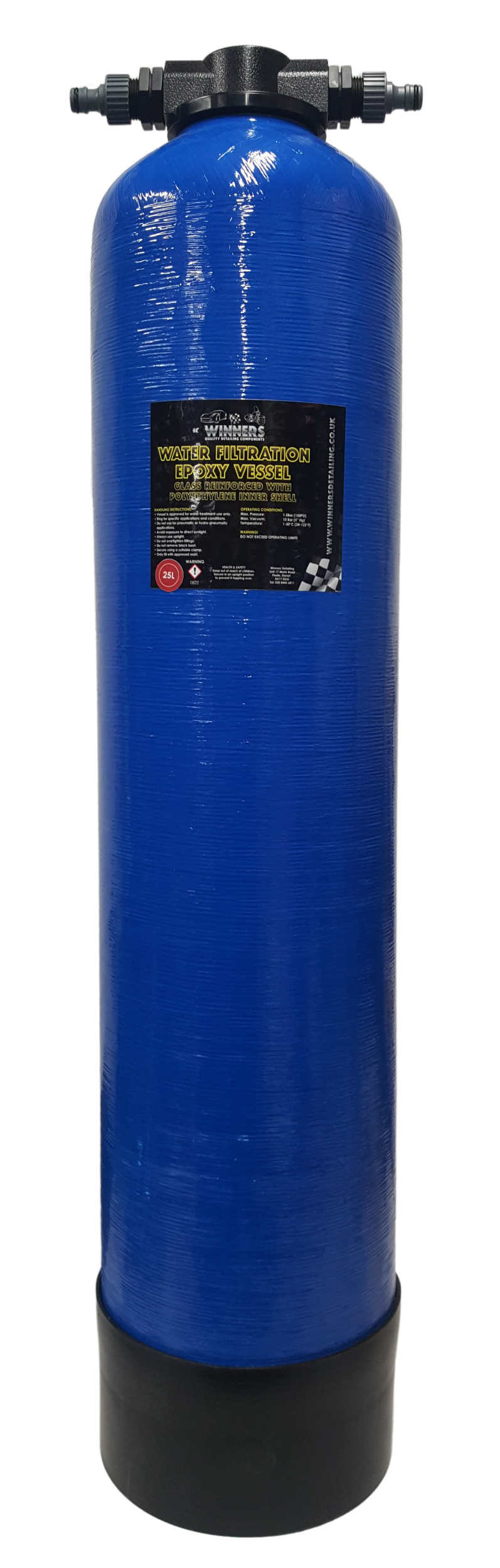 DI Water Filter Pressure Vessel 25 Litres with Hose Lock Fittings - High-Capacity Water Filter System for Cleaning