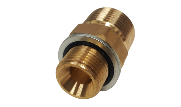 Coupler - Brass M22 Male -3/8" BSP Male including 3/8" Dowty Washer
