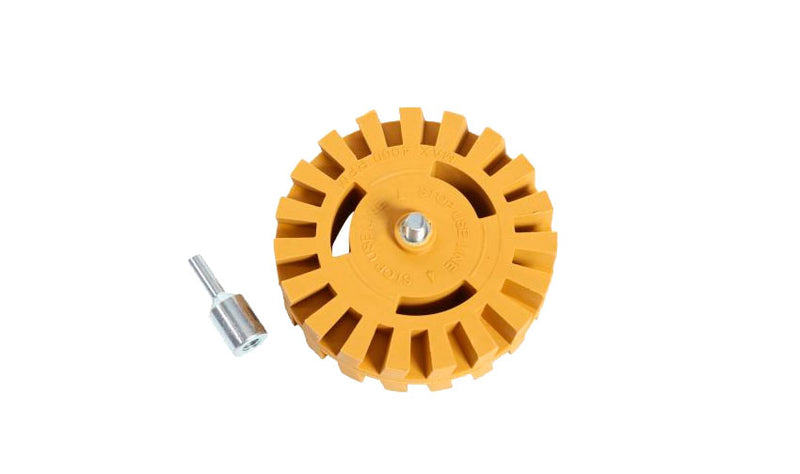 Eraser Wheel Rubber Fluted 100mm with 6mm Arbor