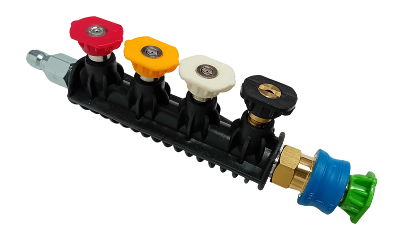 Lance Extension Holder for Pressure Washer Nozzles supplied with 11.6mm QR fittings and 5 Nozzles 0°- 65°