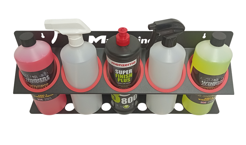 MaxShine Wall Mounted Bottle Holder - 5 x 32oz/1 Litre 85mm diameter Bottles