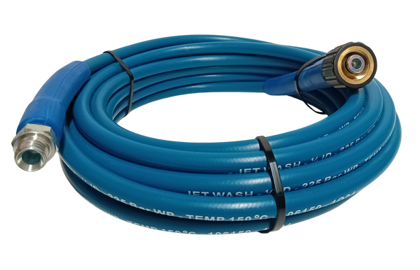 Slick Blue Pressure Washer Hose HD 1/4" 1 Wire 225 Bar 150degC M22 Male - 3/8" Male - 15 metre