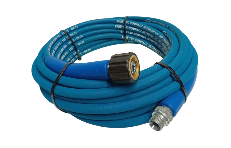Flex Lightweight Compact Pressure Washer Hose HD 1/4in-6.3mm Bore Single Wire 280 Bar/4000psi 150degC M22 Male - 3/8 Male - 15 metre