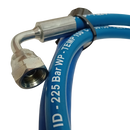 Slick Blue Pressure Washer Hose Reel/Jumper Hose 1/4" 1 Wire 225 Bar 150deg C M22 Female - 3/8" Swept 90 degree Fittings - 1.5 metre