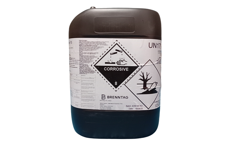 Purechlor 15 Sodium Hypochlorite 20 litres - Highly Concentrated Patio Cleaner for drives, patios, walls, fences and brickwork