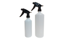 General Purpose HDPE Spray Bottles fitted with Tolco Chemical Resistant Black Trigger - 0.5 litre and 1 litre
