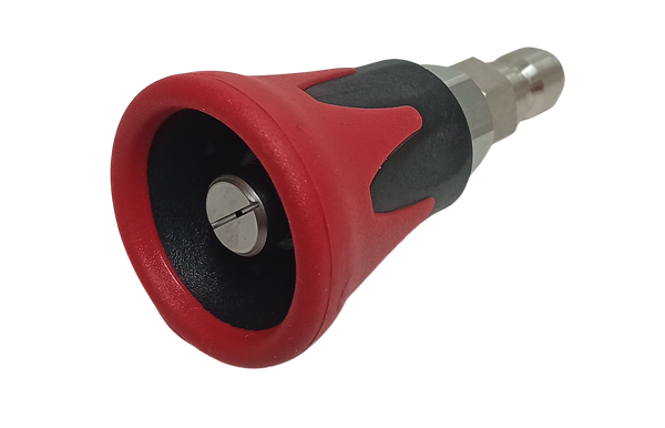 Pressure Washer Nozzle 0° degrees 11.6mm QR with Rubber Guard Red