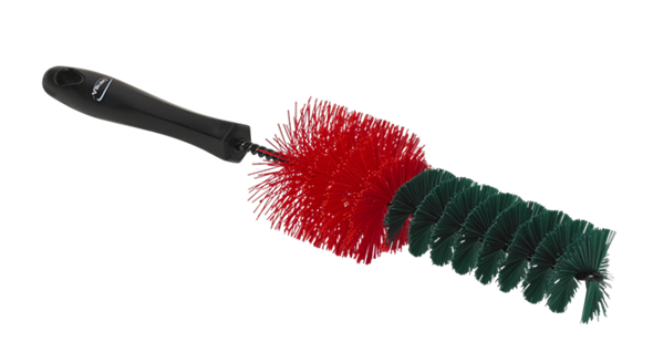 Vikan Wheel Brush Red-Green Medium 325mm Protected Shaft