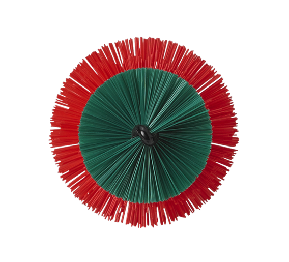 Vikan Wheel Brush Red-Green Medium 325mm Protected Shaft