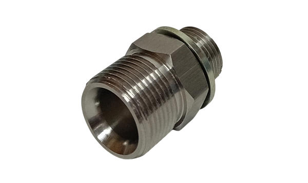 Stainless Steel M22-3/8 BSP coupler including 3/8" Dowty Washer