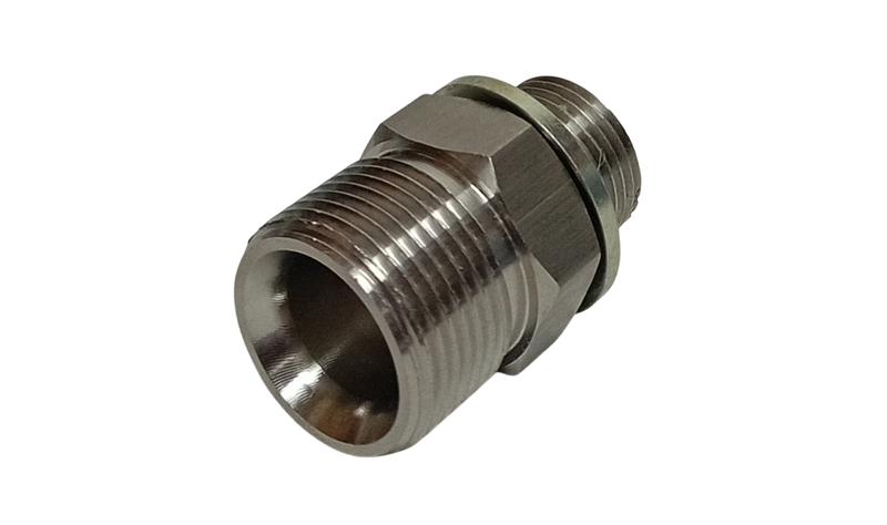 Stainless Steel M22-3/8 BSP coupler including 3/8" Dowty Washer