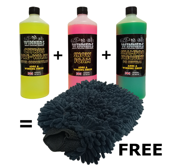Winners 1 Litre Cleaners Bundle Offer - Use Code FREENOODLE To Receive The Mitt FREE
