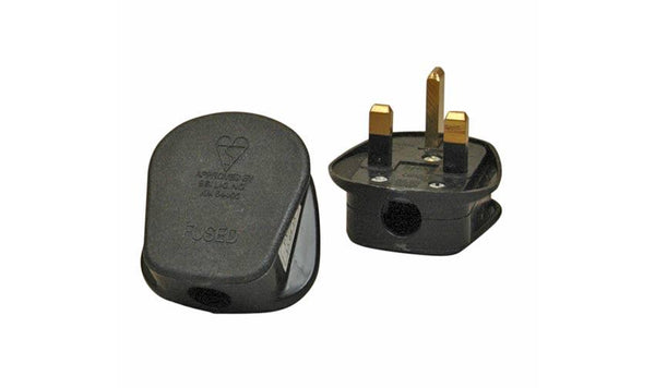 13 Amp Fused 240V Mains Plug Black