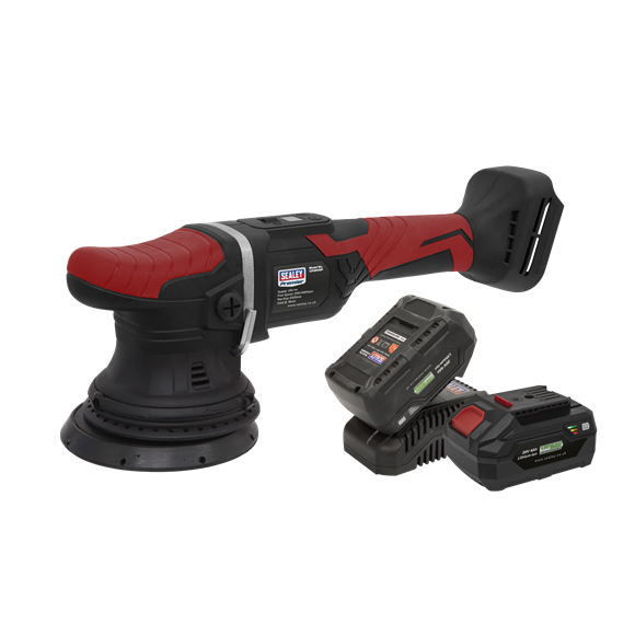 Sealey Cordless Orbital DA Polisher 20V 5"/125mm Kit 2 - 2 4Ah Batteries & Charger