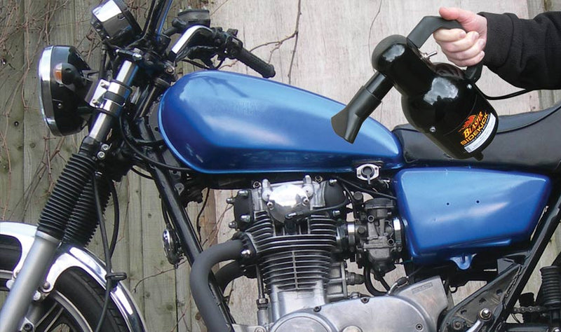 Using the MetroVac Sidekick dryer on a motorcycle